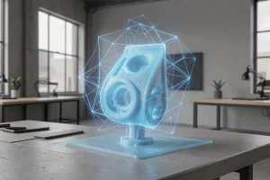 Text-to-3D AI generative design prototyping in a modern studio